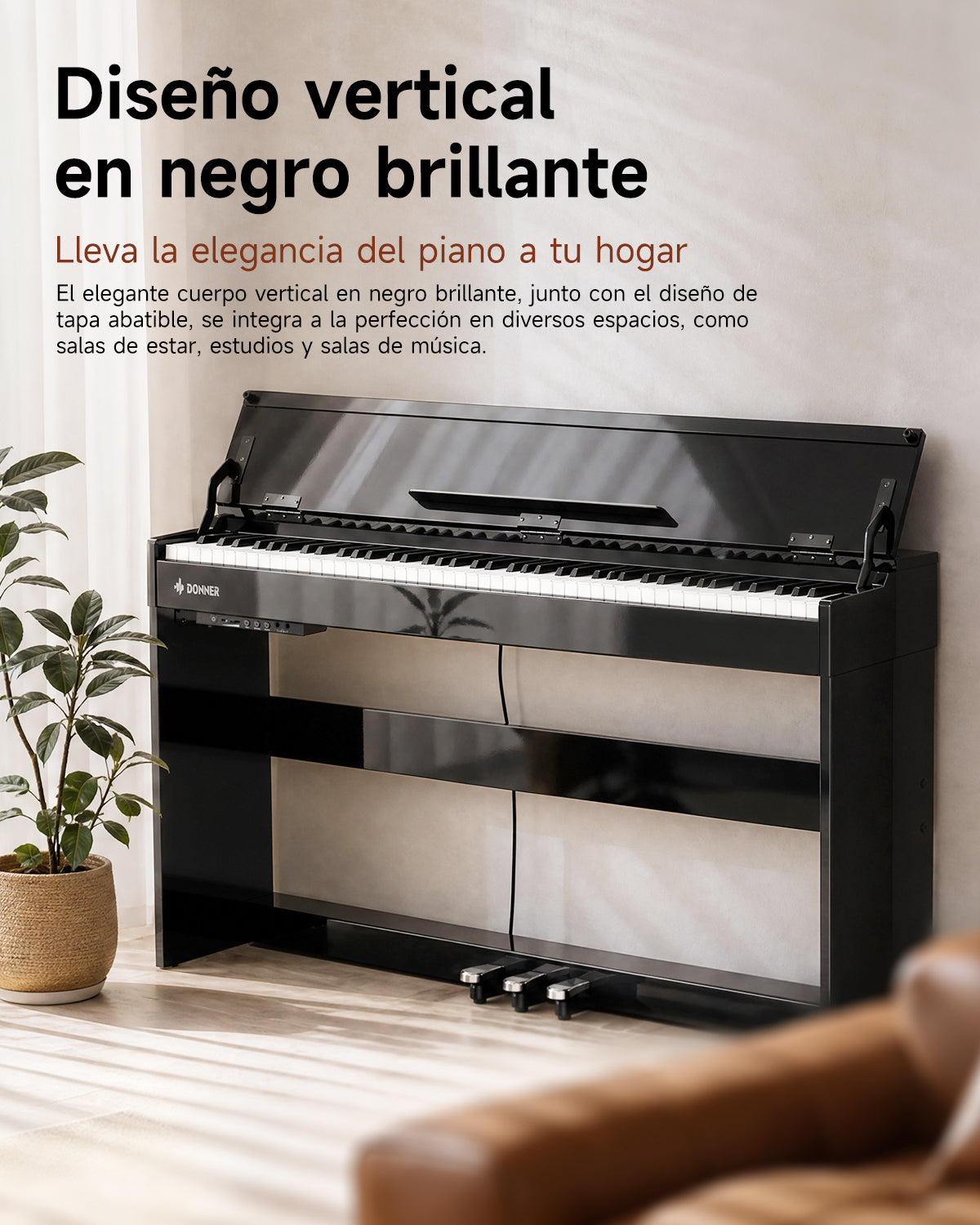 Donner DDP-75 Piano digital moderno con acabado de alto brillo