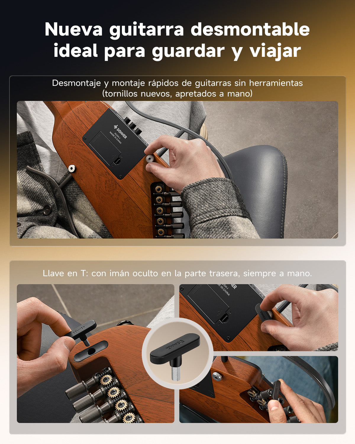 Donner HUSH I Evo2 Guitar-Natural##
