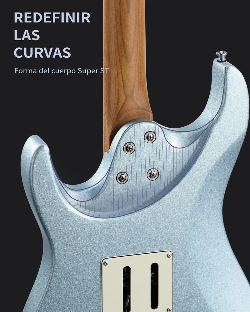 Donner DST-550 Guitarra Eléctrica ST de 39" con Pastilla HSS y Cuerpo Sólido de Álamo