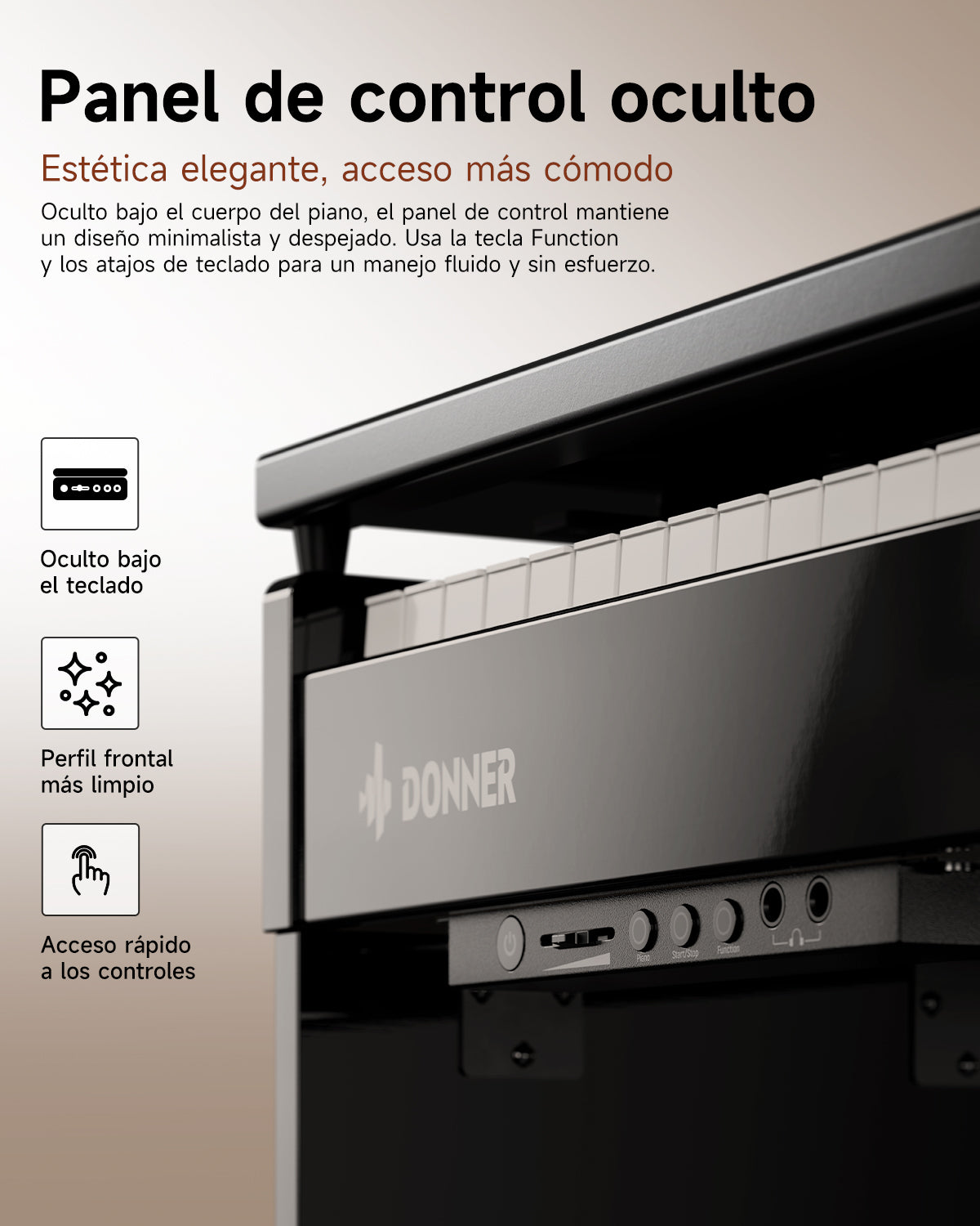 Donner DDP-75 Piano digital moderno con acabado de alto brillo