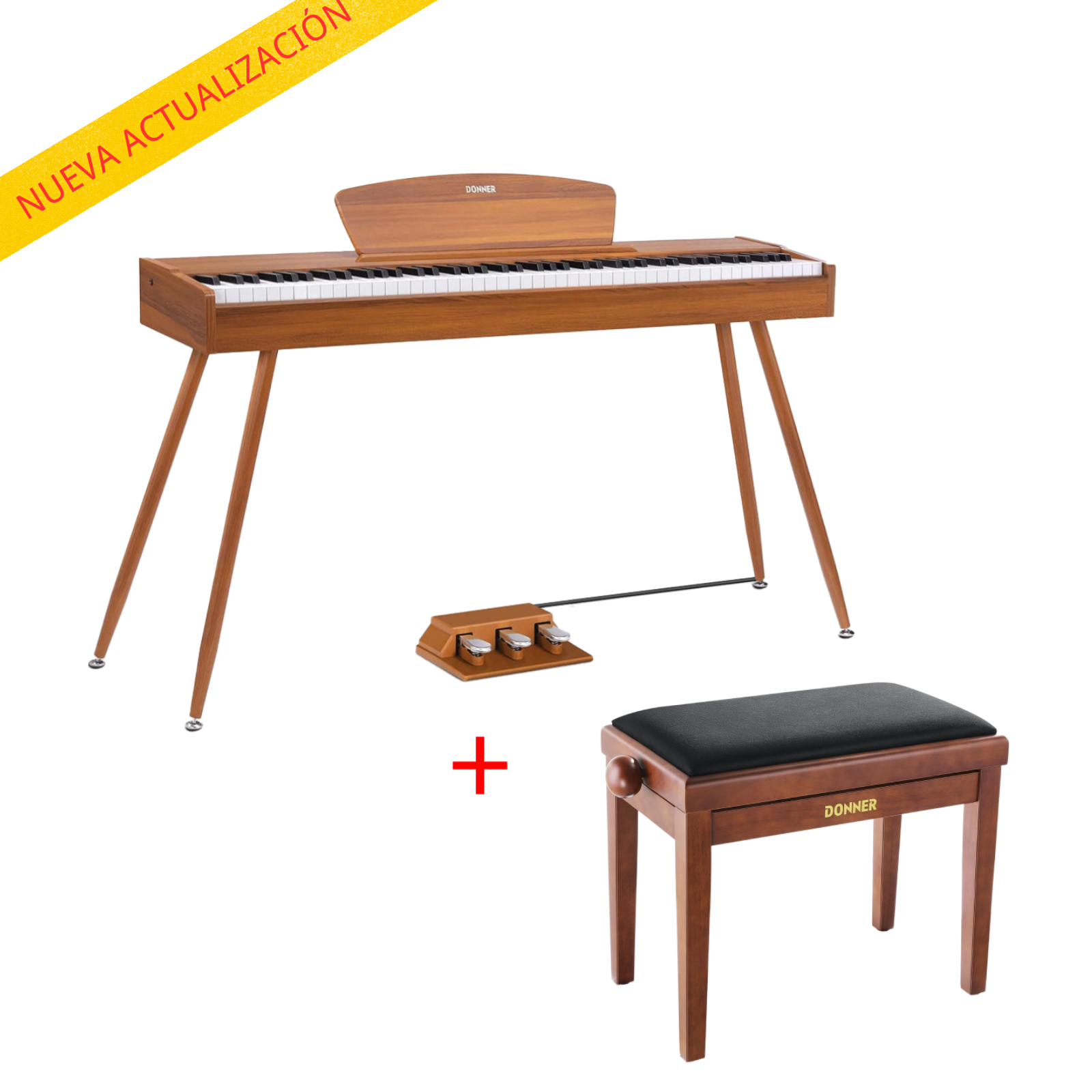 Donner DDP-80 Piano digital de madera con teclado totalmente pesado-Natural【Mejora de sonido】##