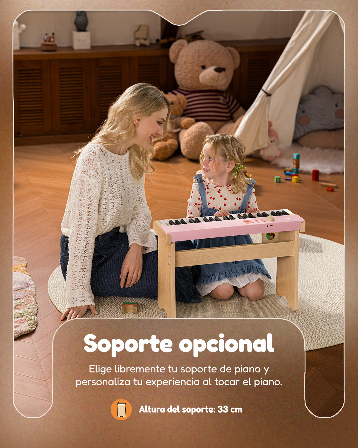 Eastar KIDO V-10 Mini teclado digital de 32 teclas/44 teclas-44 teclas con soporte Rosa##