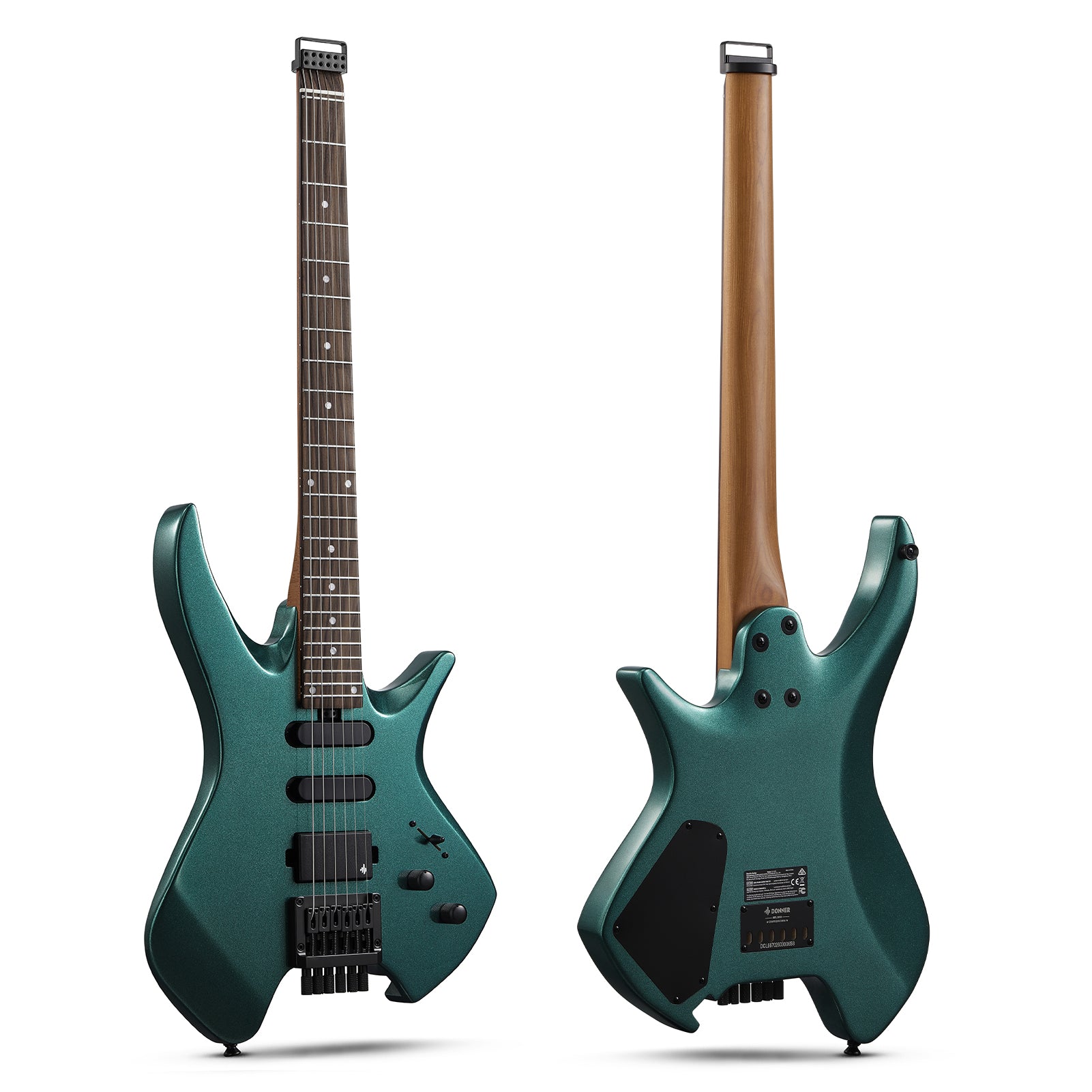 Donner HLX-500 Guitarra eléctrica sin pala-Verde Sherwood##