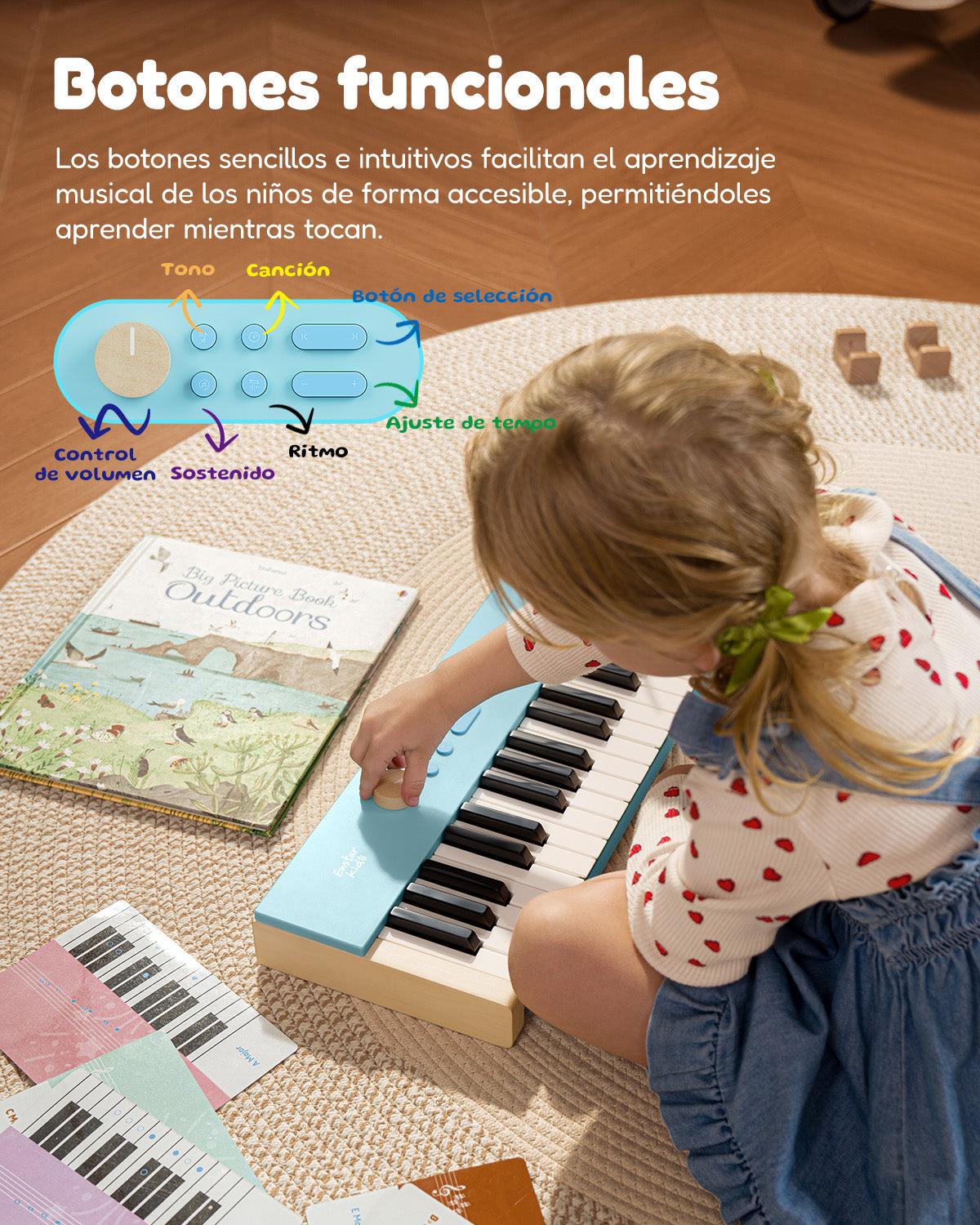 Eastar KIDO V20  Mini teclado digital con 44 teclas y soporte-Azul##