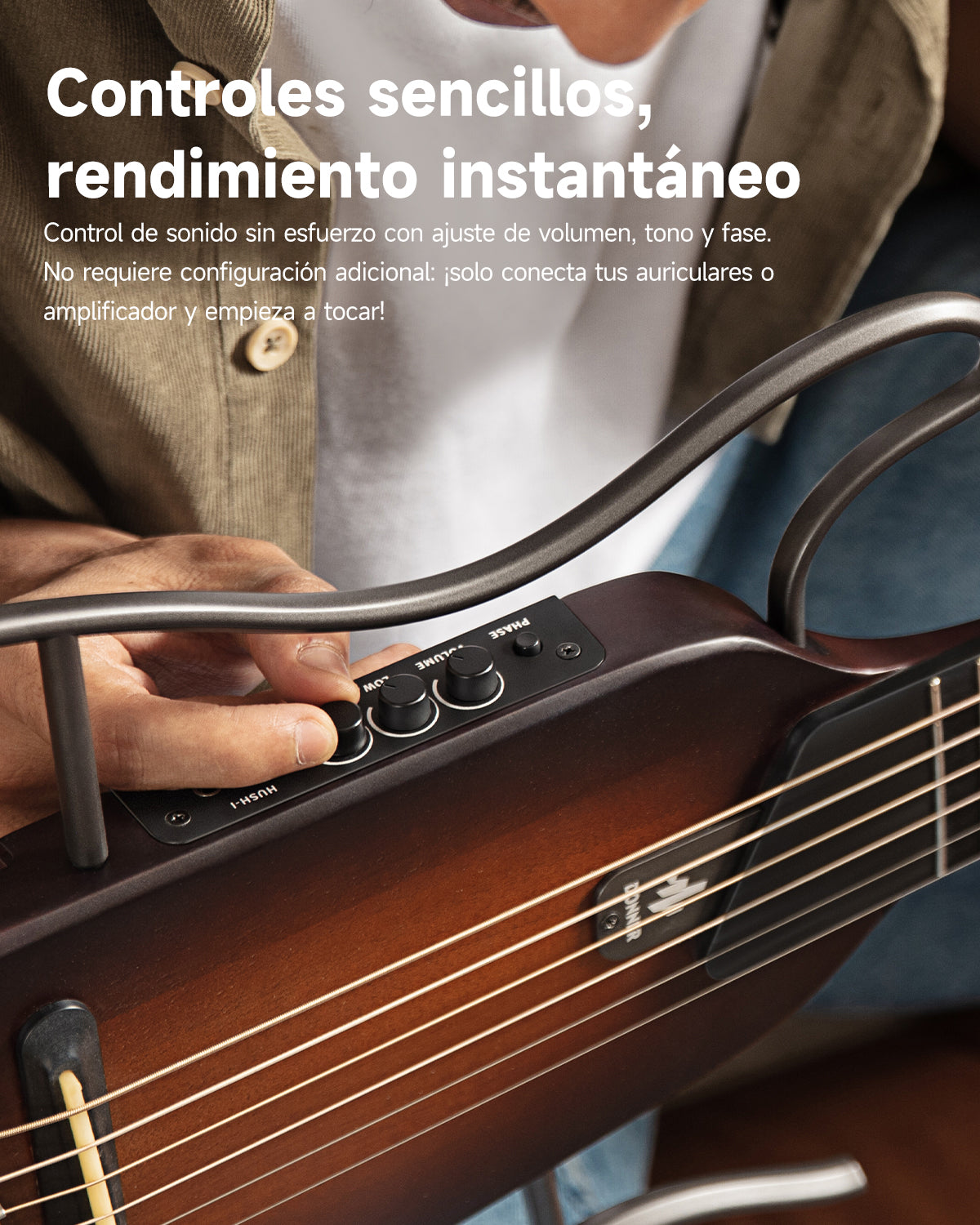 Donner HUSH™ I Guitarra de viaje ultraligera y portátil-Sunburst##