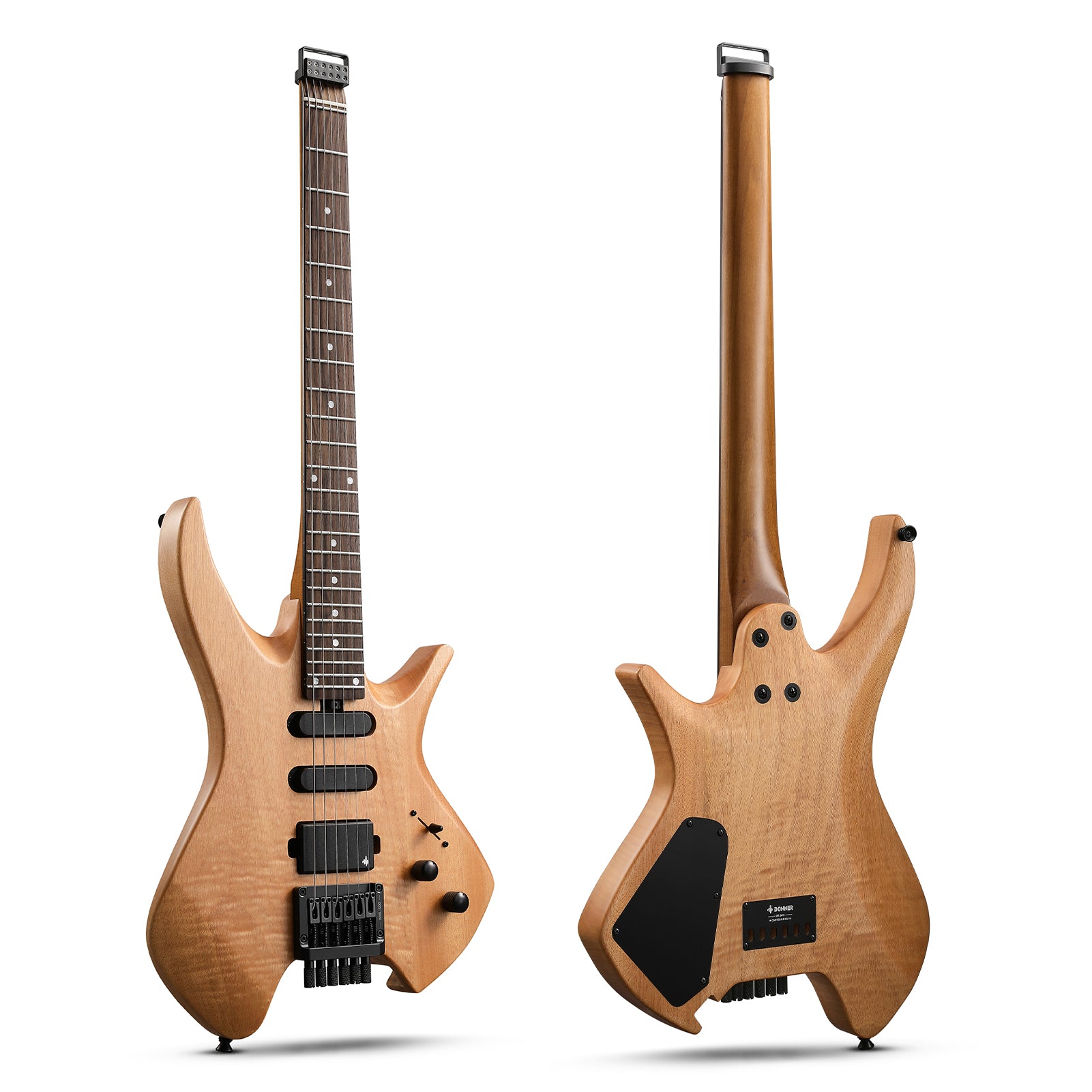 Donner NHL-500 Guitarra eléctrica sin pala-Madera natural##