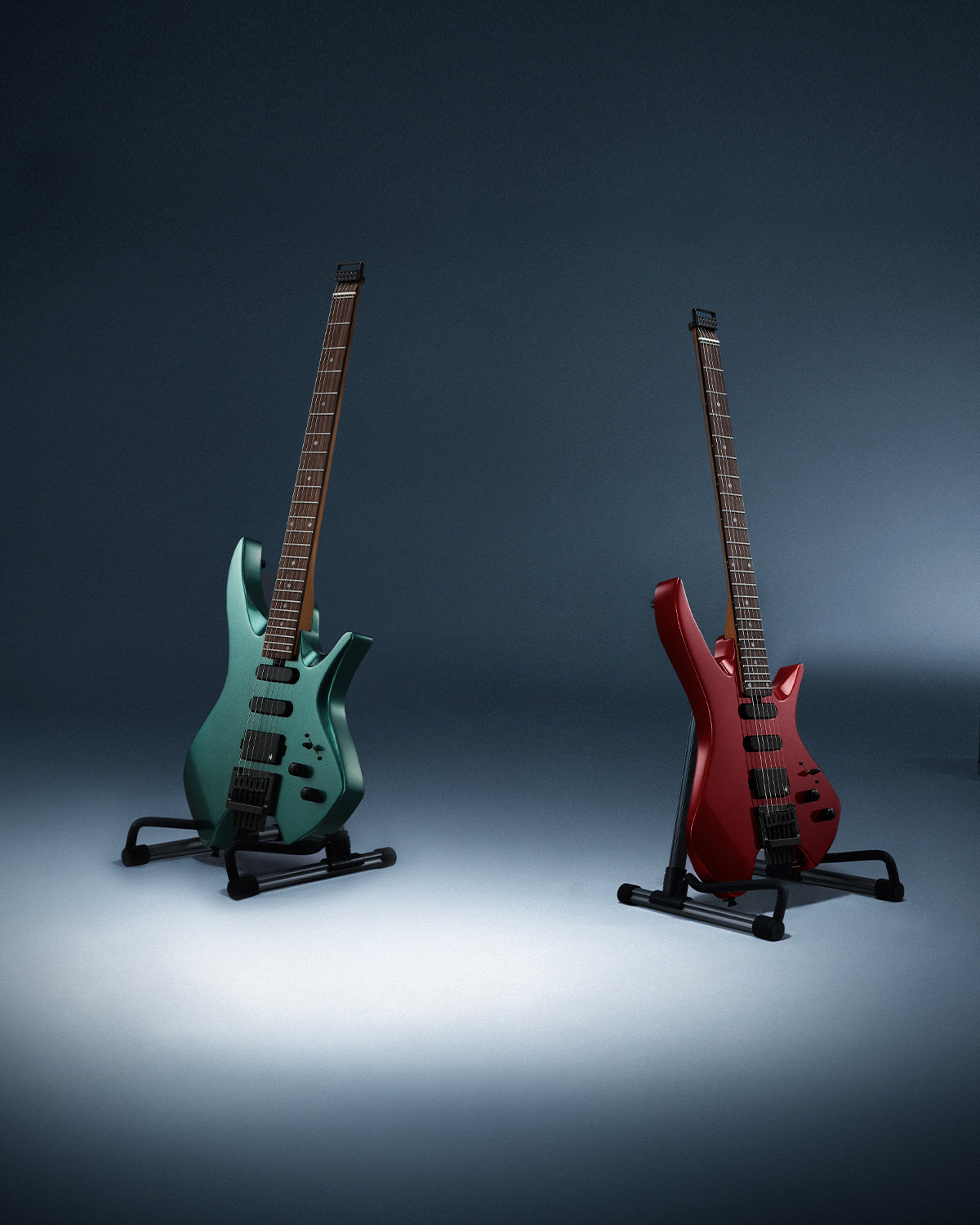 Donner HLX-500 Guitarra eléctrica sin pala-Rojo metálico##