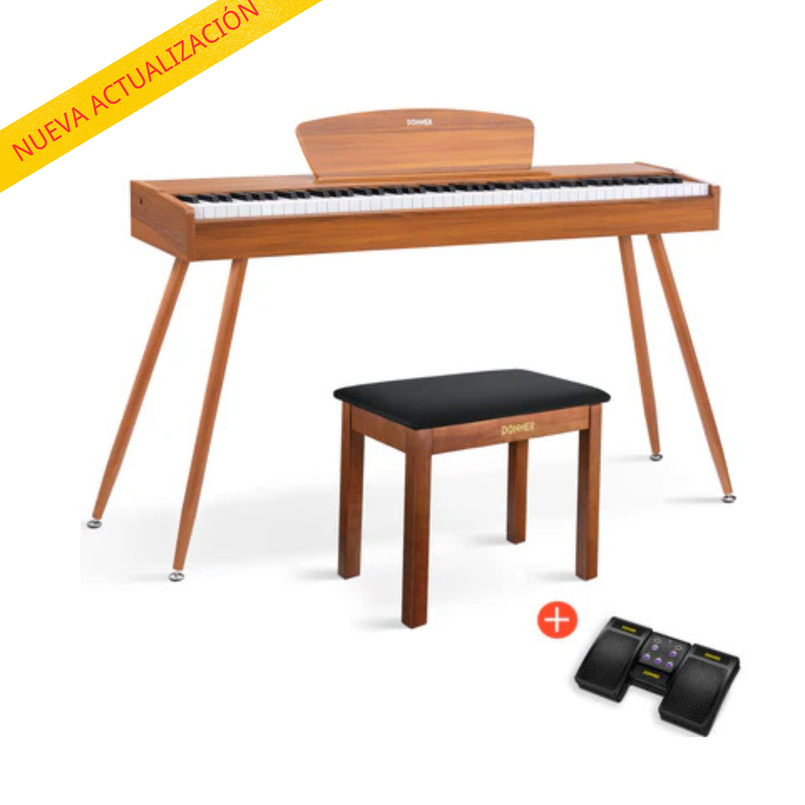 Donner DDP-80 Piano digital de madera con teclado totalmente pesado-Natural【Mejora de sonido】##