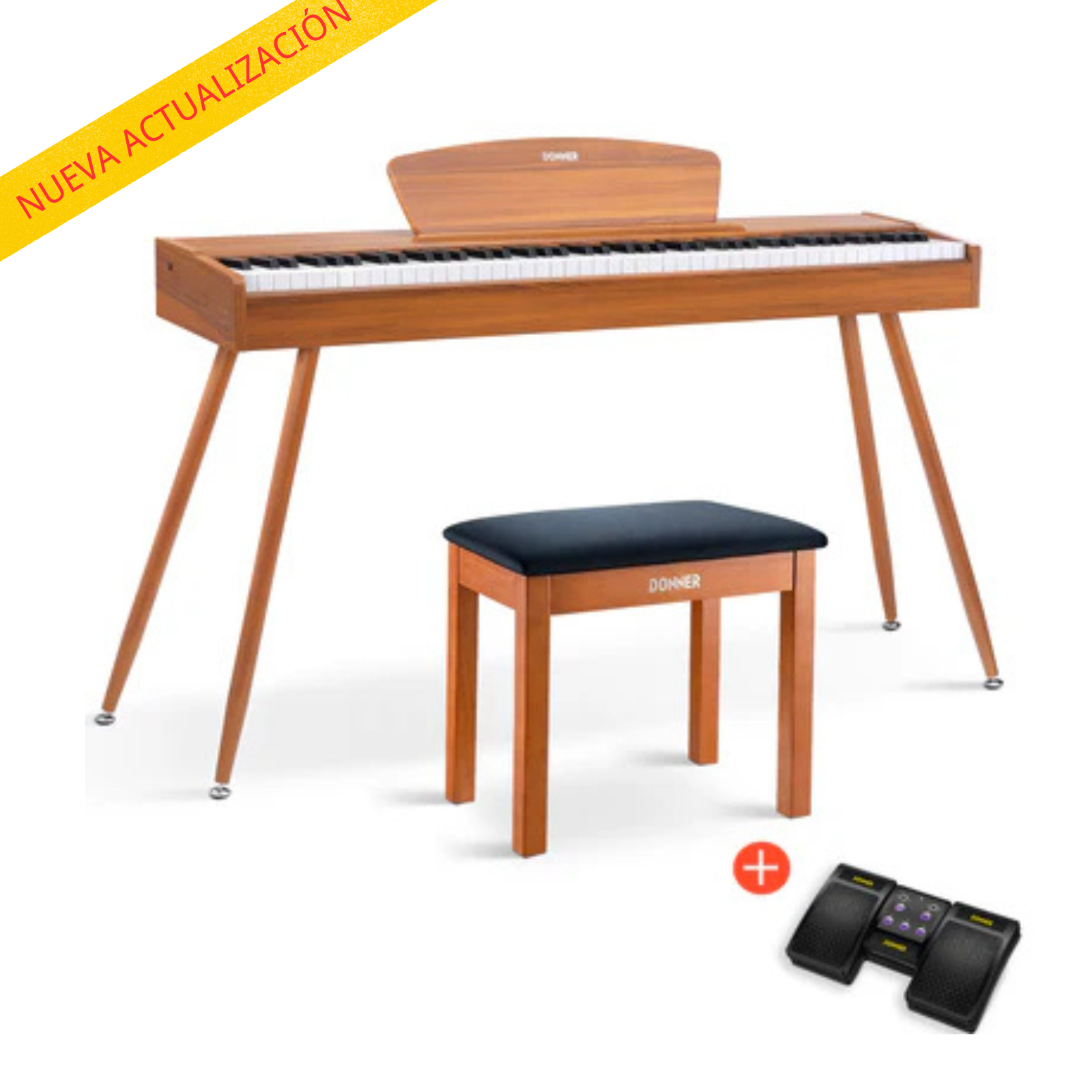 Donner DDP-80 Piano digital de madera con teclado totalmente pesado-Natural【Mejora de sonido】##