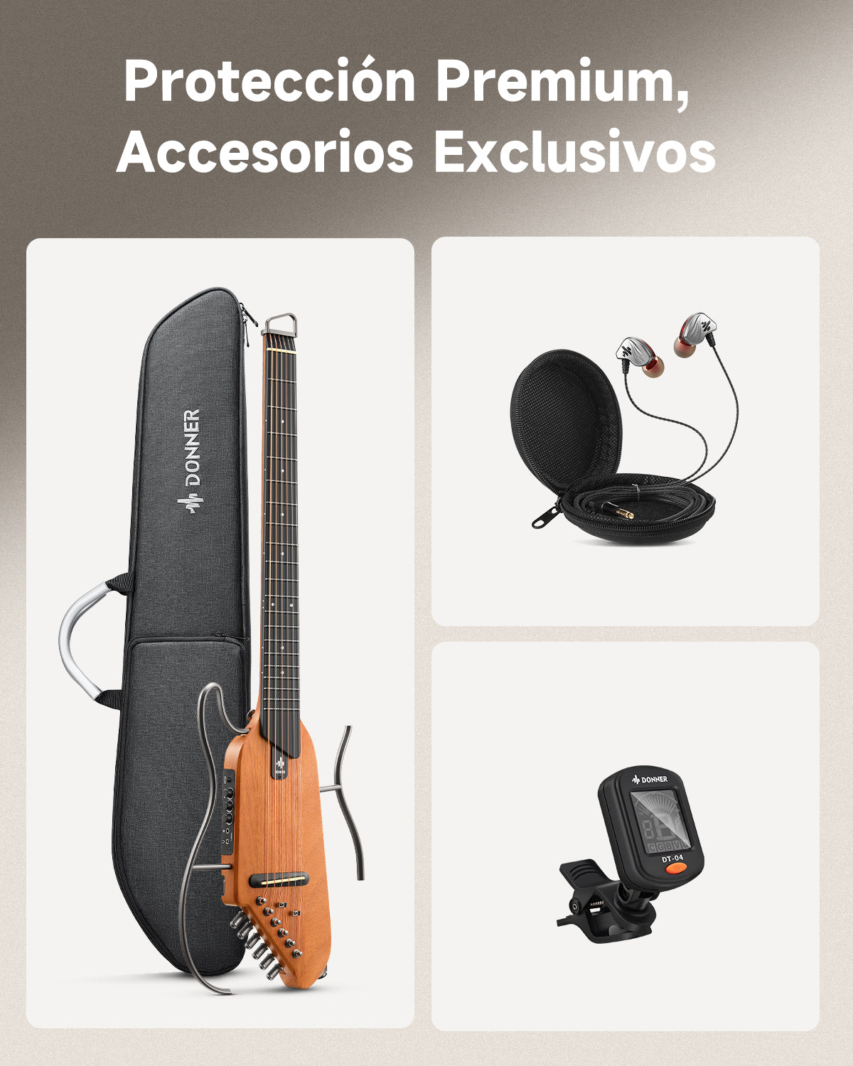 Donner HUSH™ I Guitarra de viaje ultraligera y portátil-Caoba##