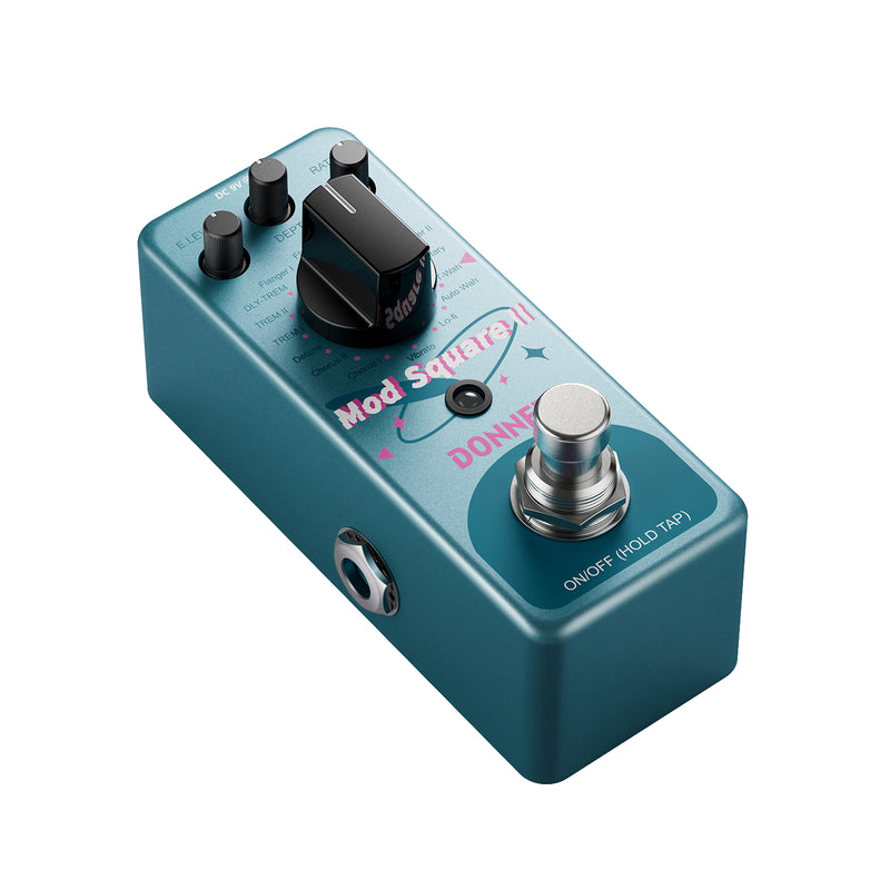 Donner Pedal de modulación de 16 efectos - Mod Square Ⅱ para pedaleras de guitarra eléctrica, Chorus Phaser Tremolo Flanger Rotary Vibrato Wah Lo-fi Detune 16 modos de modulación, True Bypass