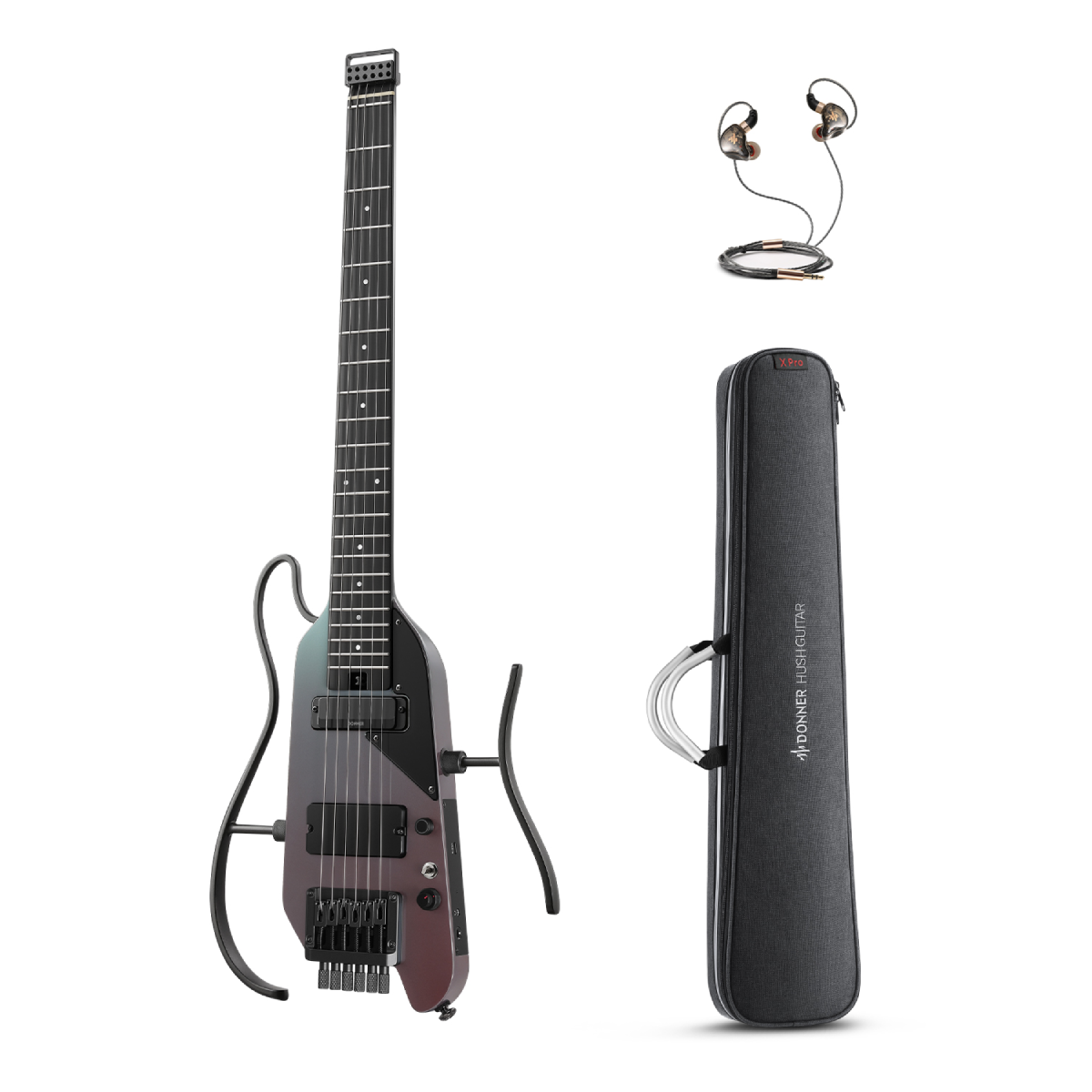 Donner HUSH™ X PRO Guitarra de viaje versátil-Midnight Glow##