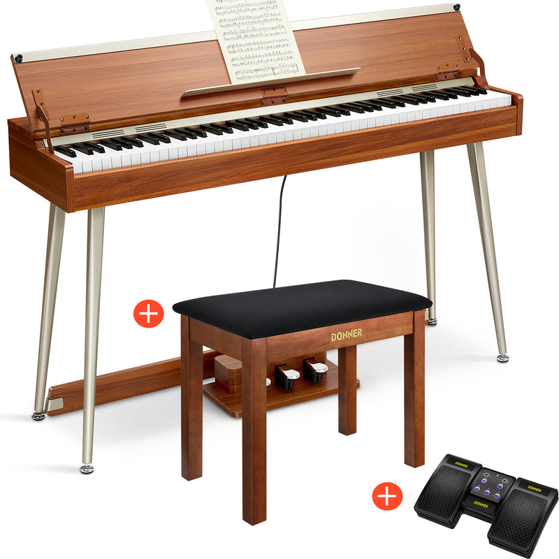 【Pre-venta】Donner DDP-80 PLUS Piano digital vertical contrapesado de madera de 88 teclas con tapa y 3 pedales-【Envío el 15 de febrero】