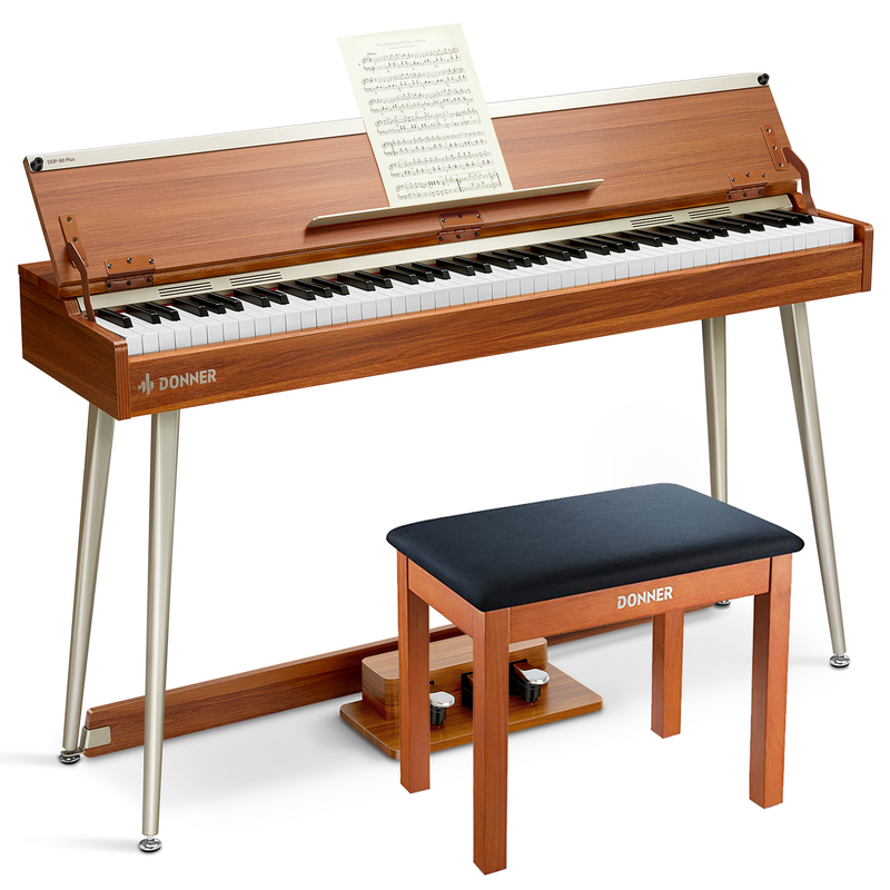 【Pre-venta】Donner DDP-80 PLUS Piano digital vertical contrapesado de madera de 88 teclas con tapa y 3 pedales-【Envío el 15 de febrero】