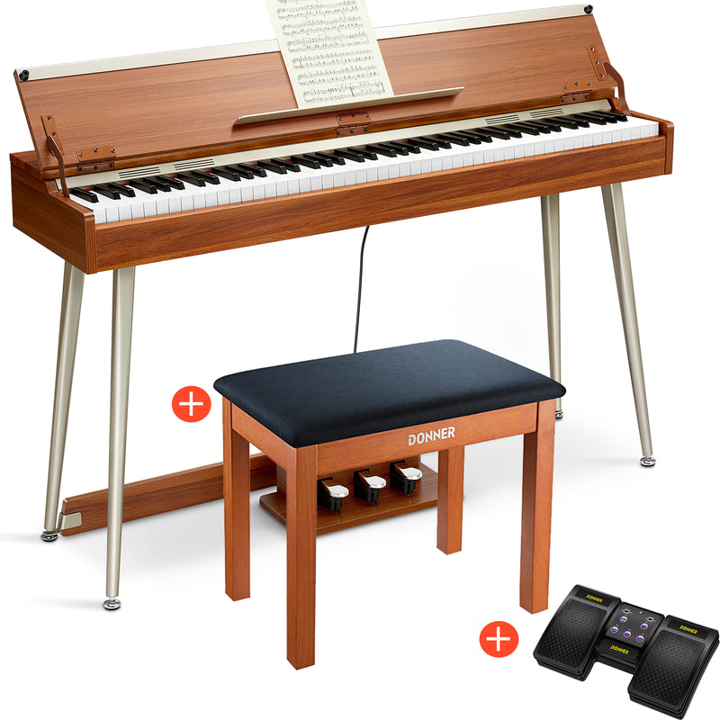 【Pre-venta】Donner DDP-80 PLUS Piano digital vertical contrapesado de madera de 88 teclas con tapa y 3 pedales-【Envío el 15 de febrero】