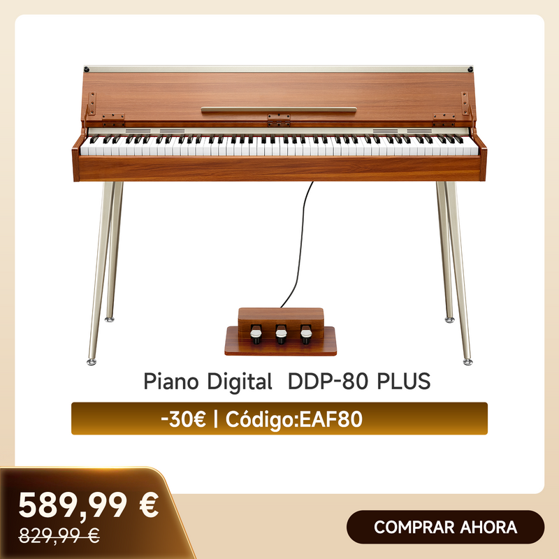Donner DDP-80 PLUS Piano digital vertical contrapesado de madera de 88 teclas con tapa y 3 pedales