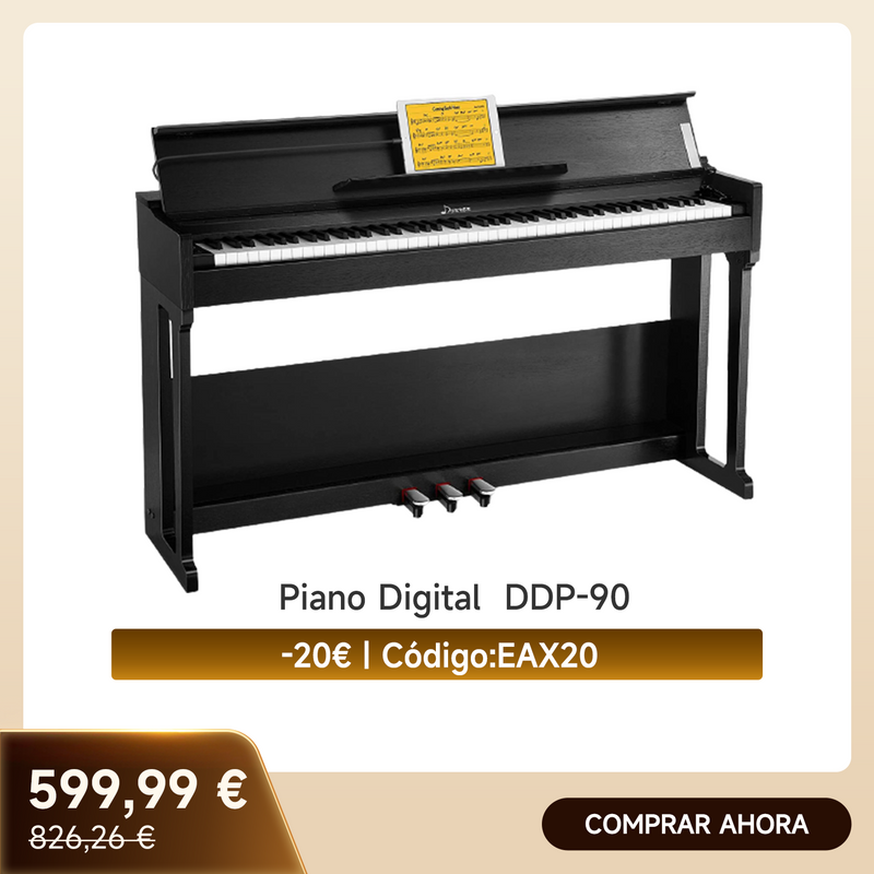 Donner DDP-90 Piano digital vertical de 88 teclas con contrapeso negro y diseño de tapa abatible MP3