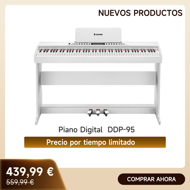 Donner DDP-95 Piano Digital Vertical de 88 Teclas Contrapesadas para Principiantes Blanco