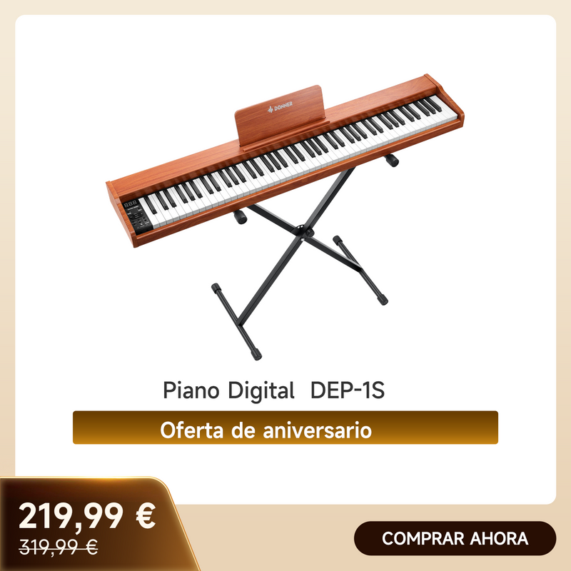 Donner DEP-1S Piano Digital Portátil con Teclado Semipesado y Estilo de Madera