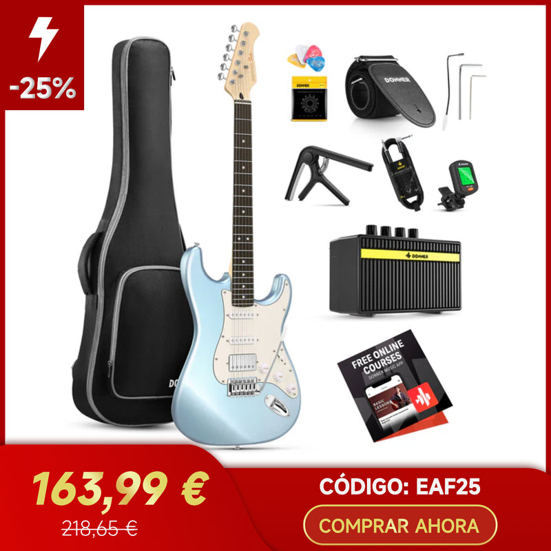 Donner DST-152 guitarra eléctrica de tamaño completo de 39 pulgadas-Azul##