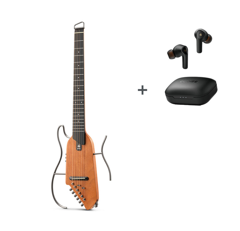 Donner HUSH-I Kit de guitarra acústica-eléctrica para viajar y practicar en silencio