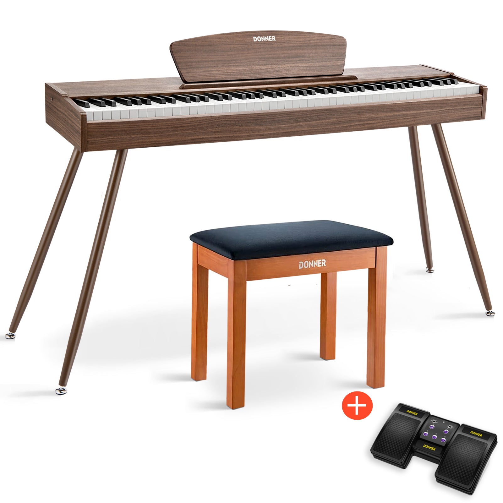 Donner DDP-80 Piano digital de madera con teclado totalmente pesado-Nogal##
