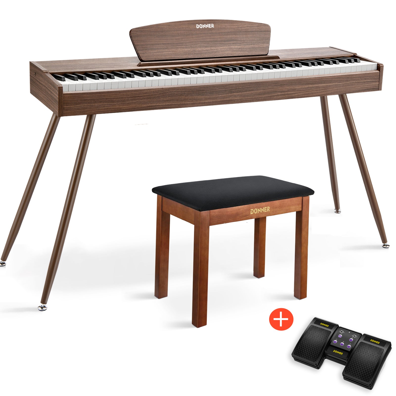 Donner DDP-80 Piano digital de madera con teclado totalmente pesado-Nogal##