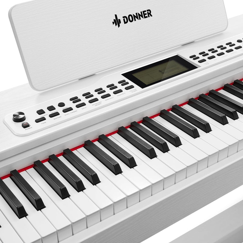 Donner DDP-95 Piano Digital Vertical de 88 Teclas Contrapesadas para Principiantes Blanco