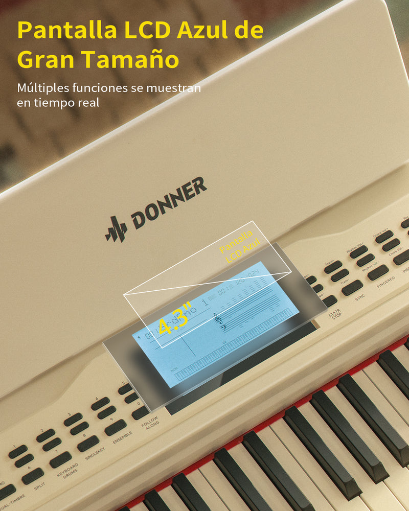 Donner DDP-95 Piano Digital Vertical de 88 Teclas Contrapesadas para Principiantes Blanco