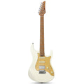 Donner DST-550 Guitarra Eléctrica ST de 39 Pulgadas con Pastilla HSS Cuerpo Sólido de Álamo de Doble Corte-Blanca##