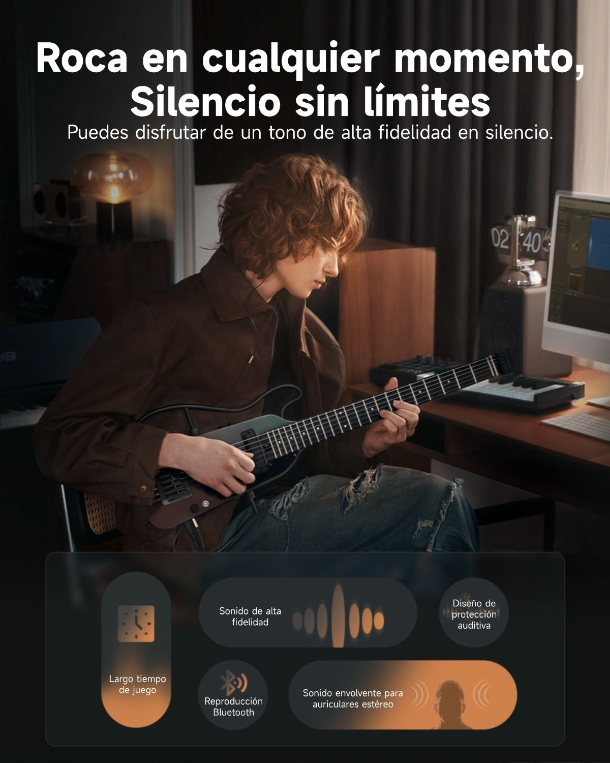 Donner HUSH™ X PRO Guitarra de viaje versátil-Midnight Glow##