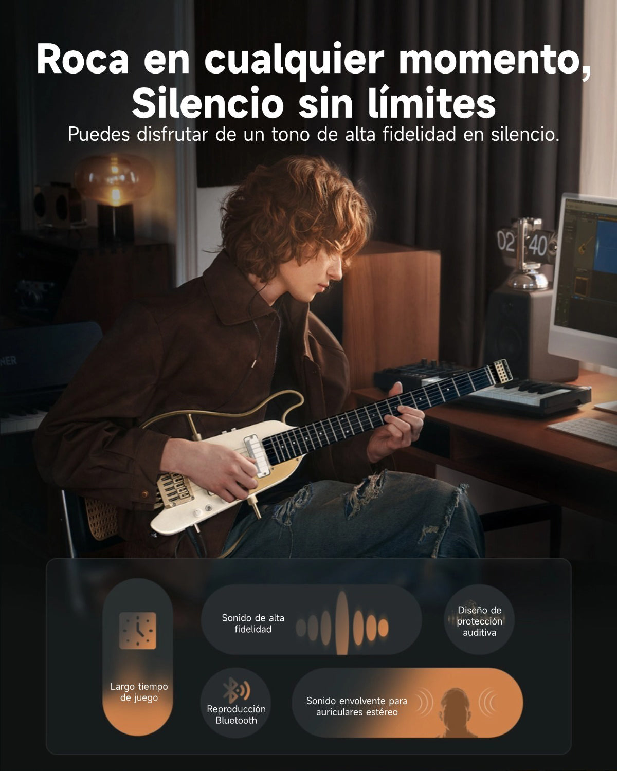 Donner HUSH™ X PRO Guitarra de viaje versátil-White-Luxe##
