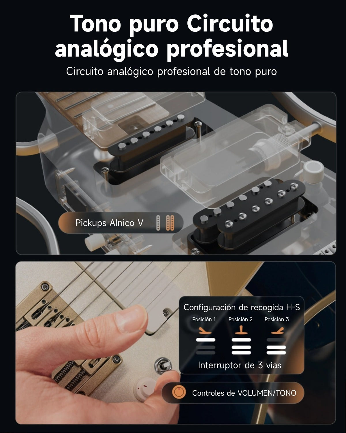 Donner HUSH™ X PRO Guitarra de viaje versátil-White-Luxe##
