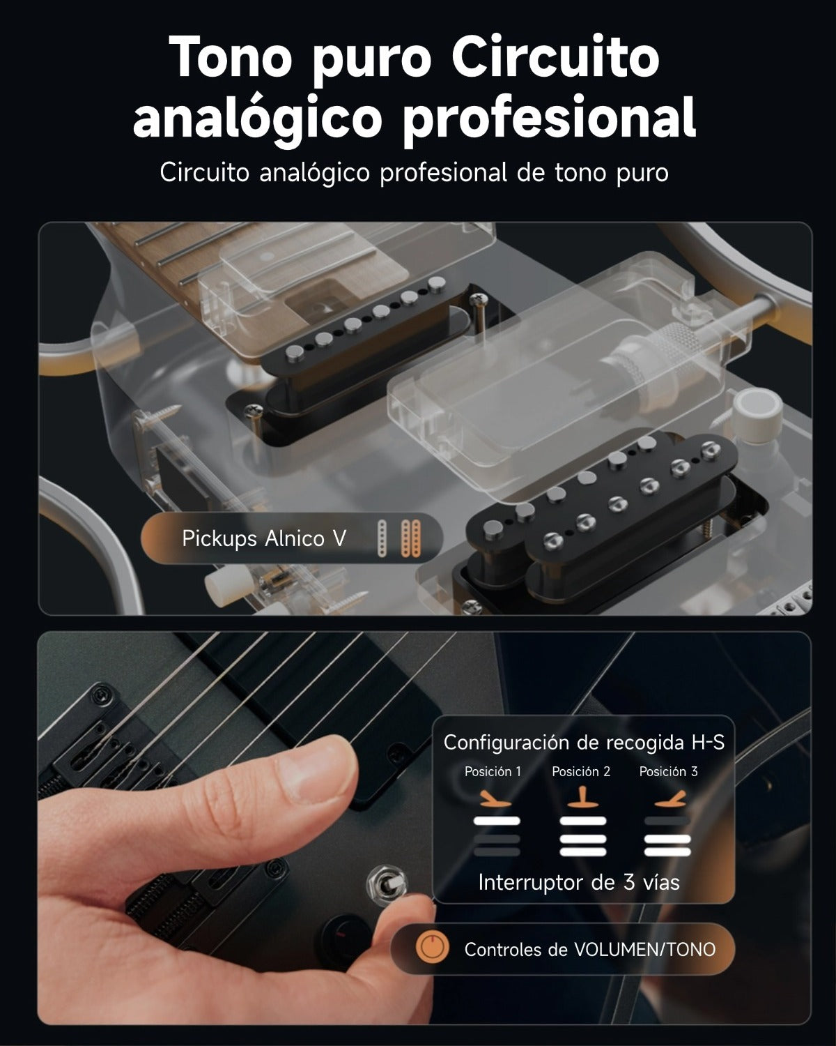 Donner HUSH™ X PRO Guitarra de viaje versátil-Midnight Glow##