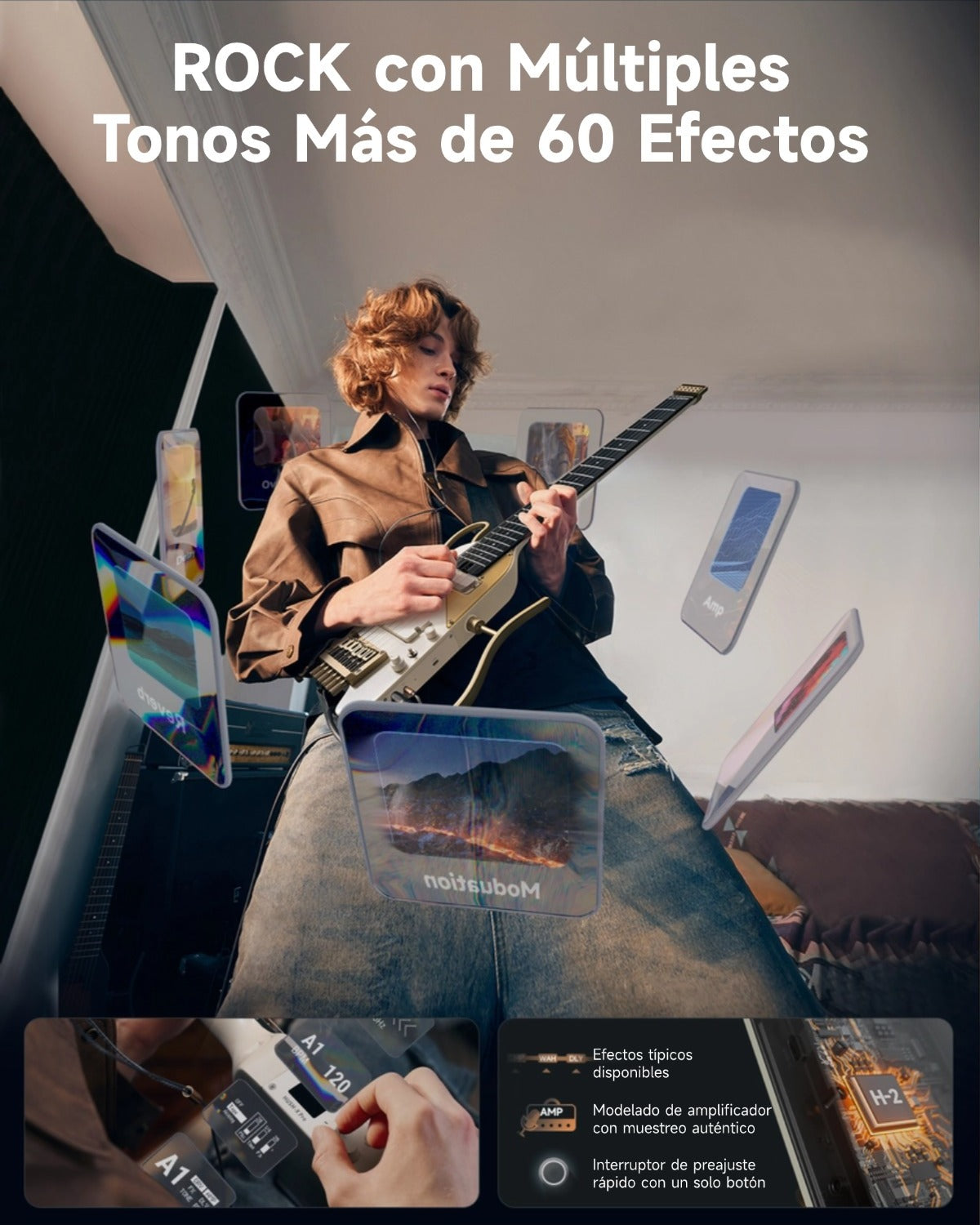 Donner HUSH™ X PRO Guitarra de viaje versátil-White-Luxe##