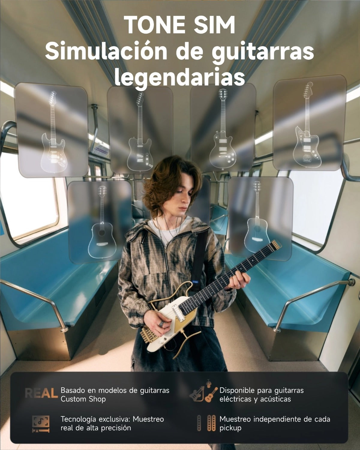 Donner HUSH™ X PRO Guitarra de viaje versátil-White-Luxe##