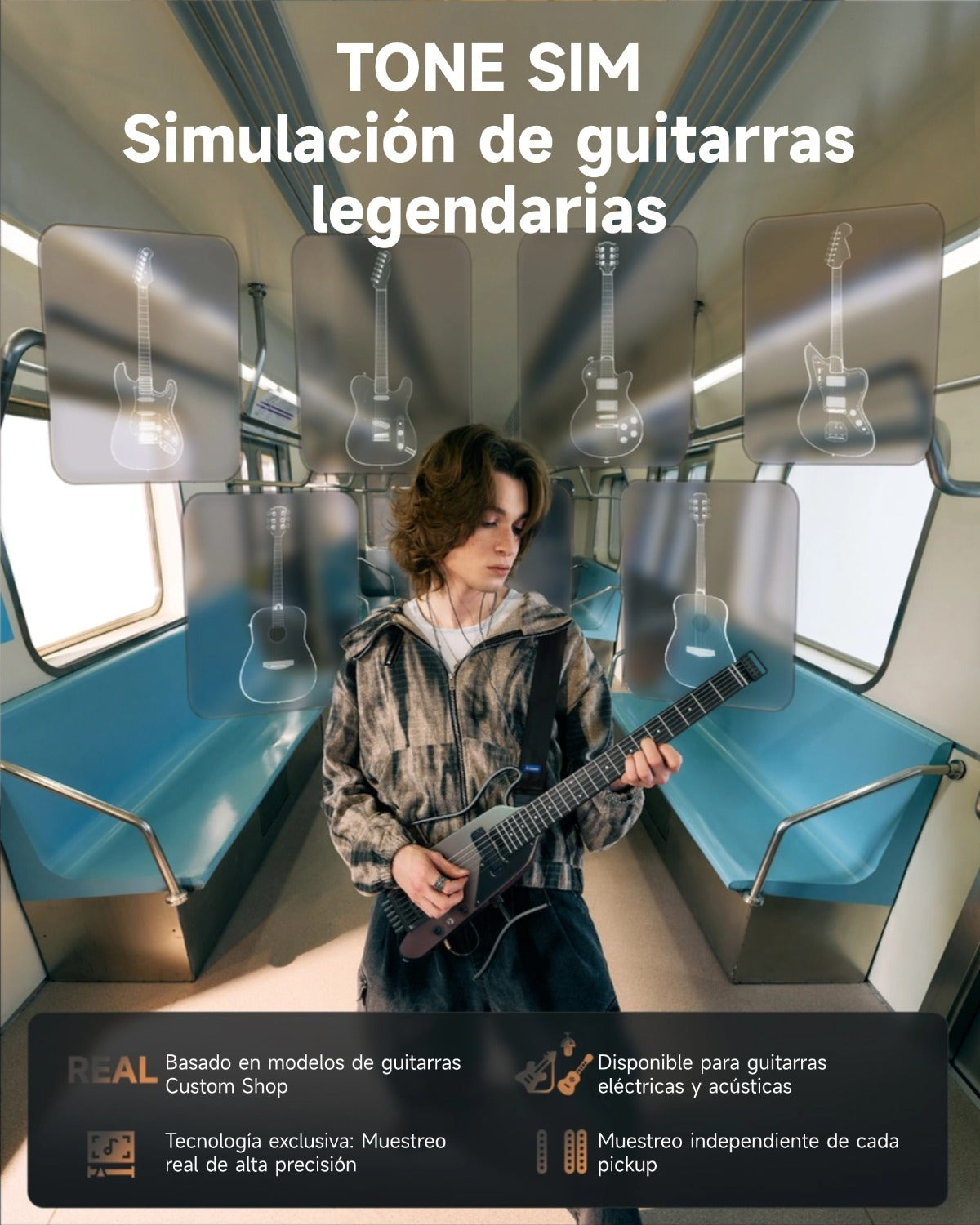 Donner HUSH™ X PRO Guitarra de viaje versátil-Midnight Glow##