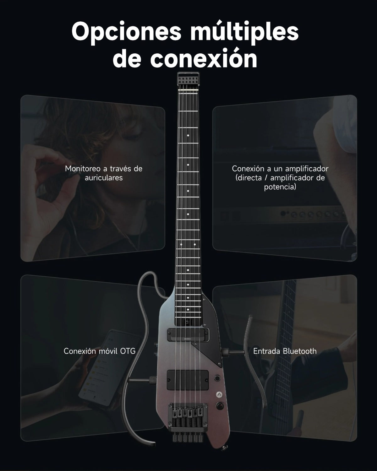 Donner HUSH™ X PRO Guitarra de viaje versátil-Midnight Glow##
