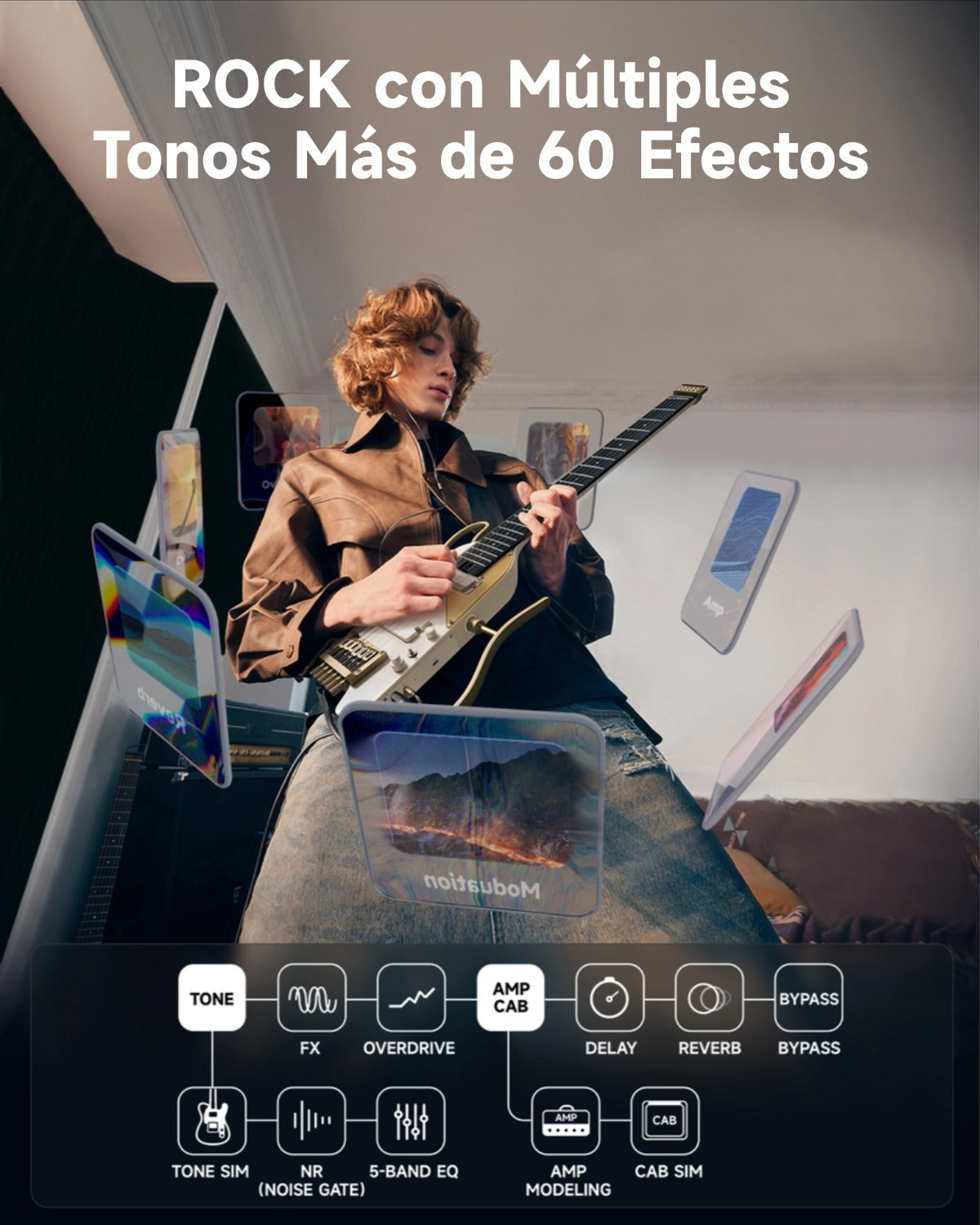 Donner HUSH™ X PRO Guitarra de viaje versátil-White-Luxe##