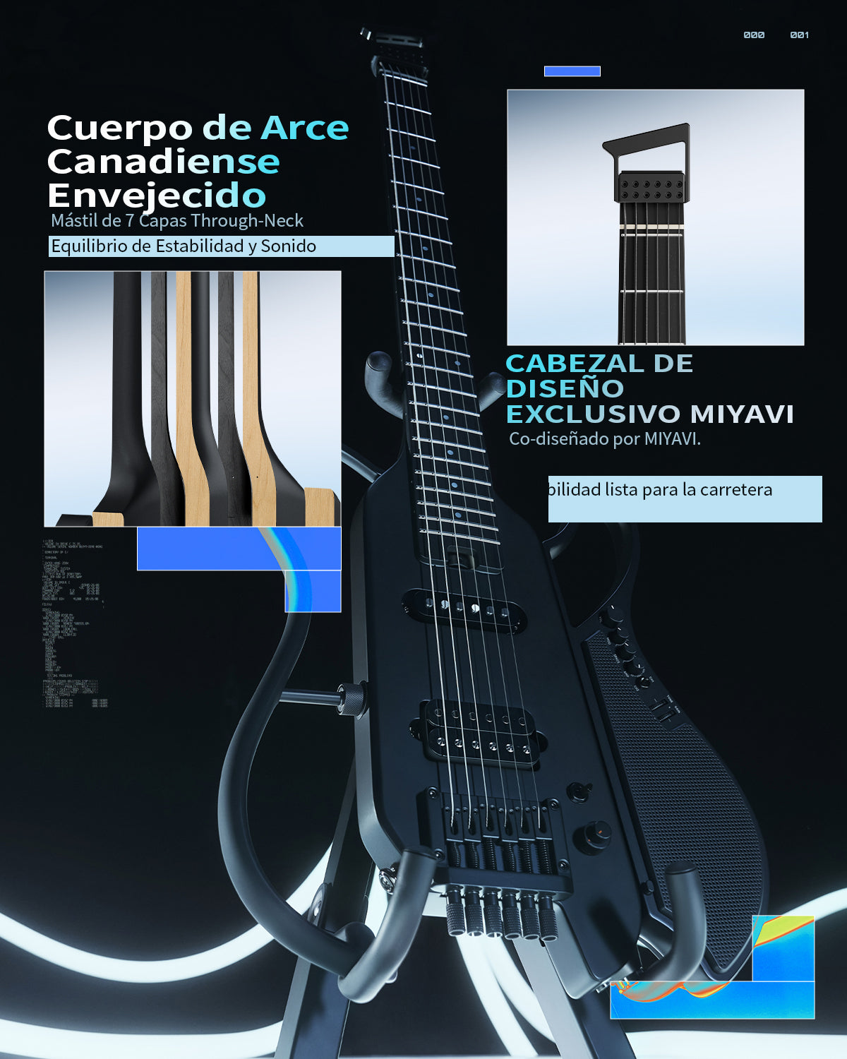 Donner HUSH X LIVE guitarra de viaje  (Edición MIYAVI disponible)