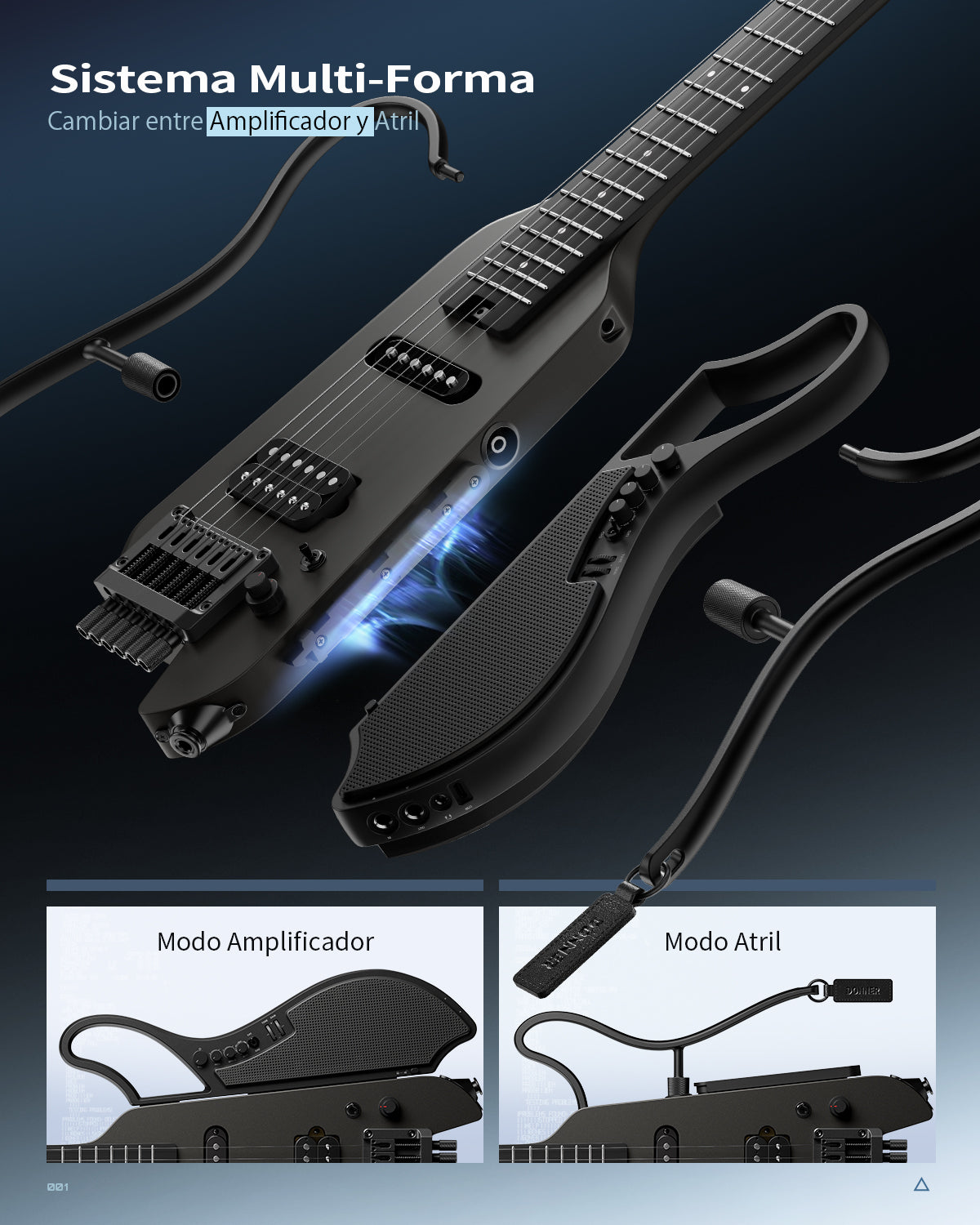 Donner HUSH X LIVE guitarra de viaje  (Edición MIYAVI disponible)