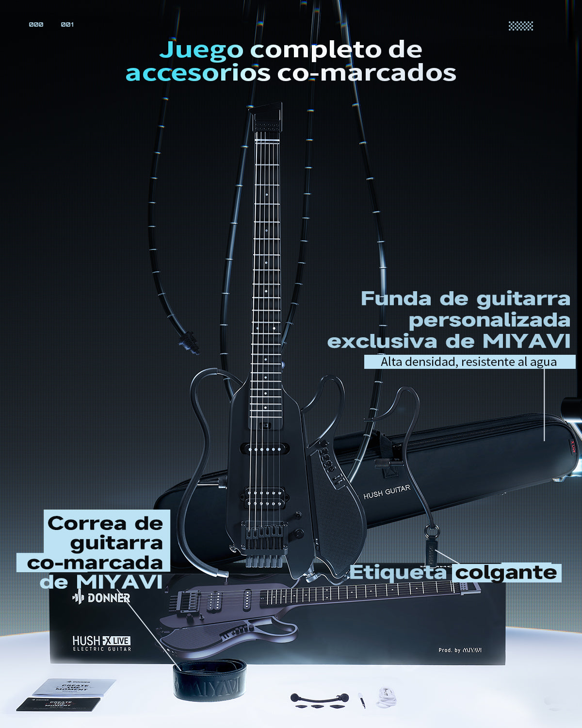 Donner HUSH X LIVE guitarra de viaje  (Edición MIYAVI disponible)