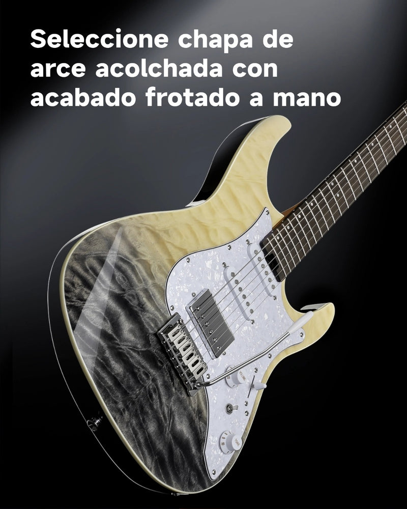 Guitarra eléctrica Donner DST-550 ST de 39 pulgadas, pastilla HSS, cuerpo de álamo macizo de doble corte