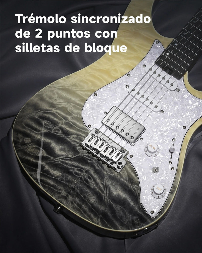 Guitarra eléctrica Donner DST-550 ST de 39 pulgadas, pastilla HSS, cuerpo de álamo macizo de doble corte