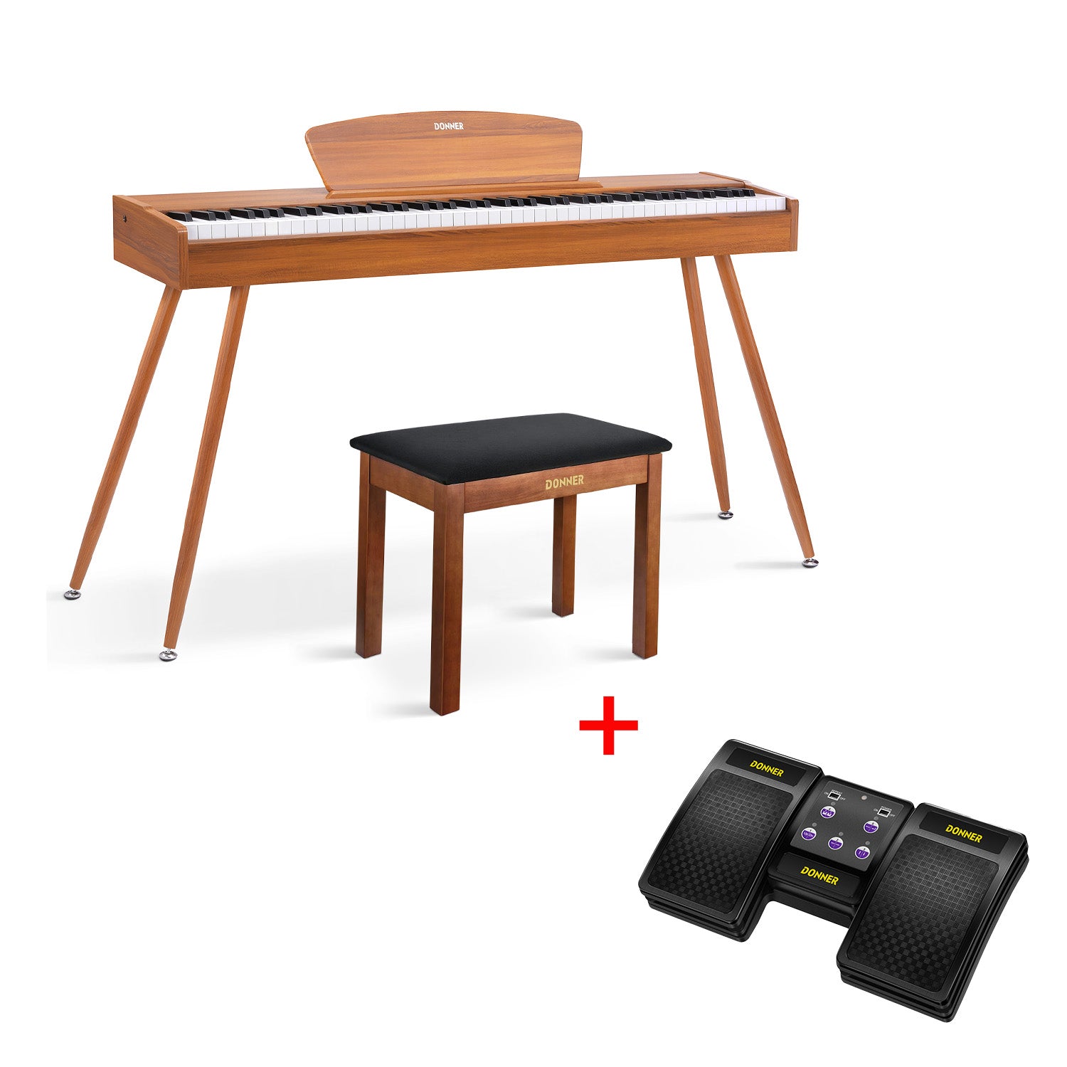 Donner DDP-80 Piano digital de madera con teclado totalmente pesado-Natural##