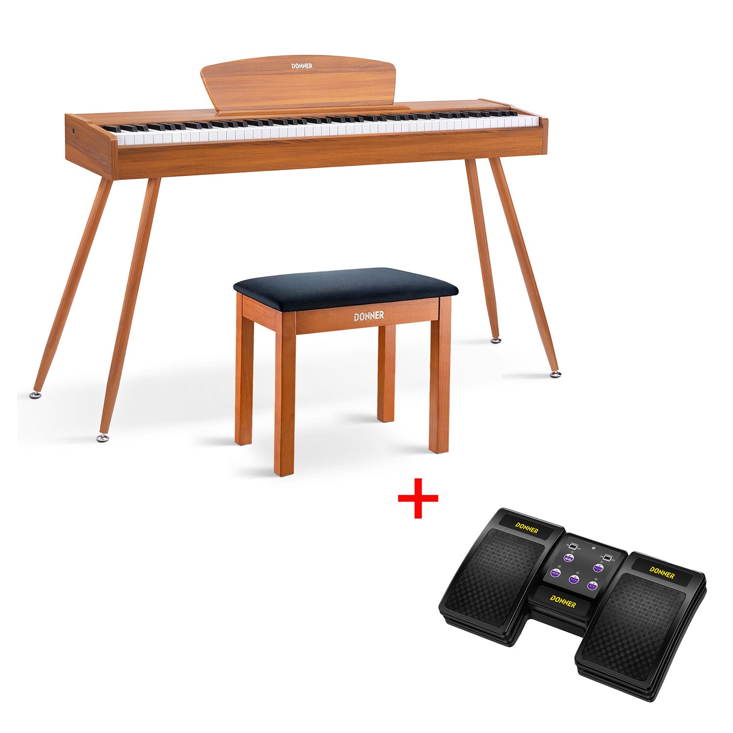 Donner DDP-80 Piano digital de madera con teclado totalmente pesado-Natural##