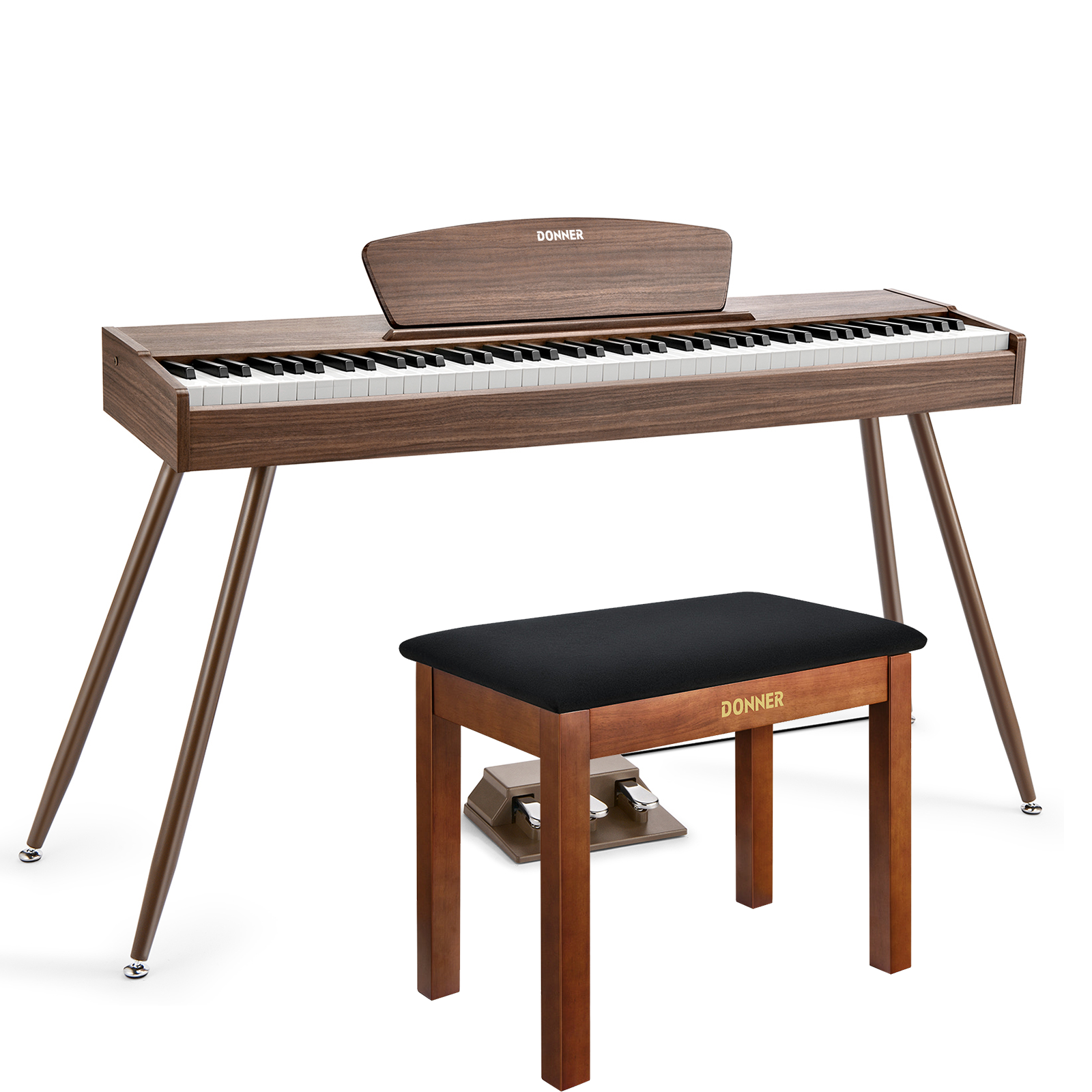 Donner DDP-80 Piano digital de madera con teclado totalmente pesado-Nogal##
