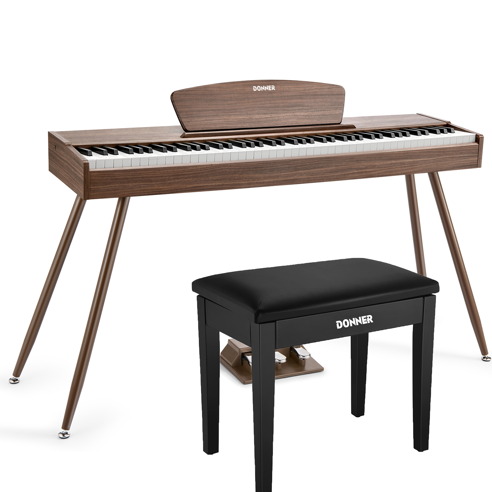 Donner DDP-80 Piano digital de madera con teclado totalmente pesado-Nogal##