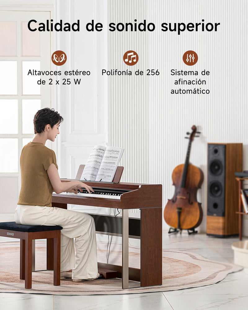 【Pre-venta】Donner DDP-200 PRO Piano digital vertical con 88 teclas de acción de martillo graduada progresiva - Envío el 6 de diciembre.