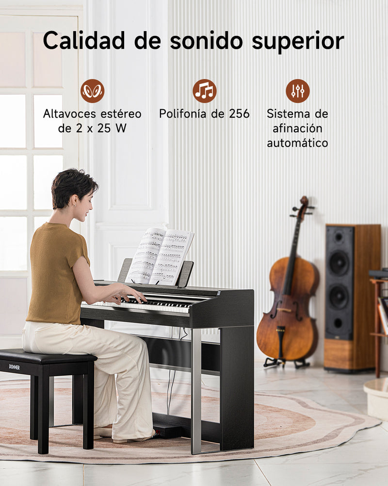 【Pre-venta】Donner DDP-200 PRO Piano digital vertical con 88 teclas de acción de martillo graduada progresiva - Envío el 6 de diciembre.